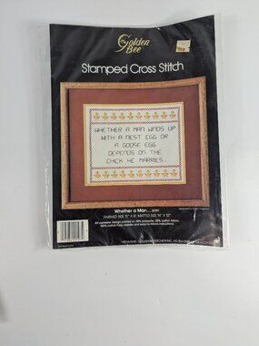VTG Golden Bee Whether a Man #20197 Stamped Cross Stitch Kit NEW